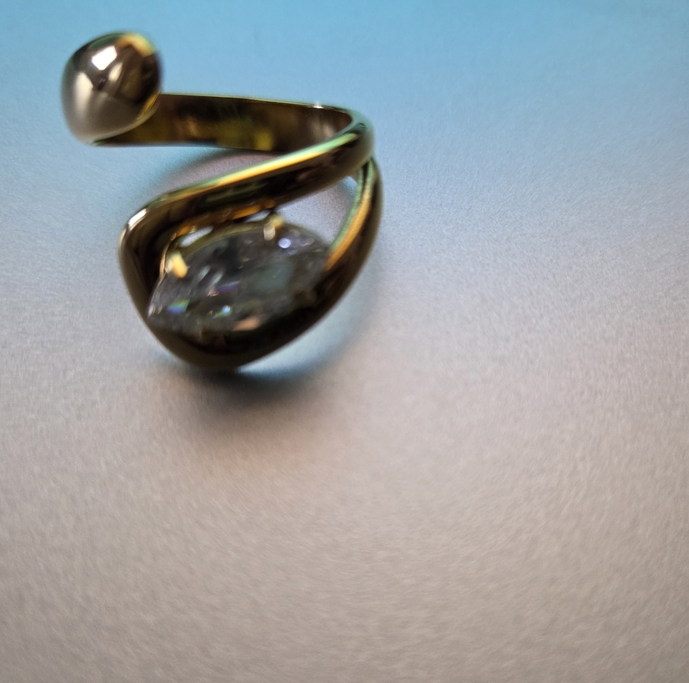 Trendy 18K Gold Plated and Stainless Steel Women's Ring